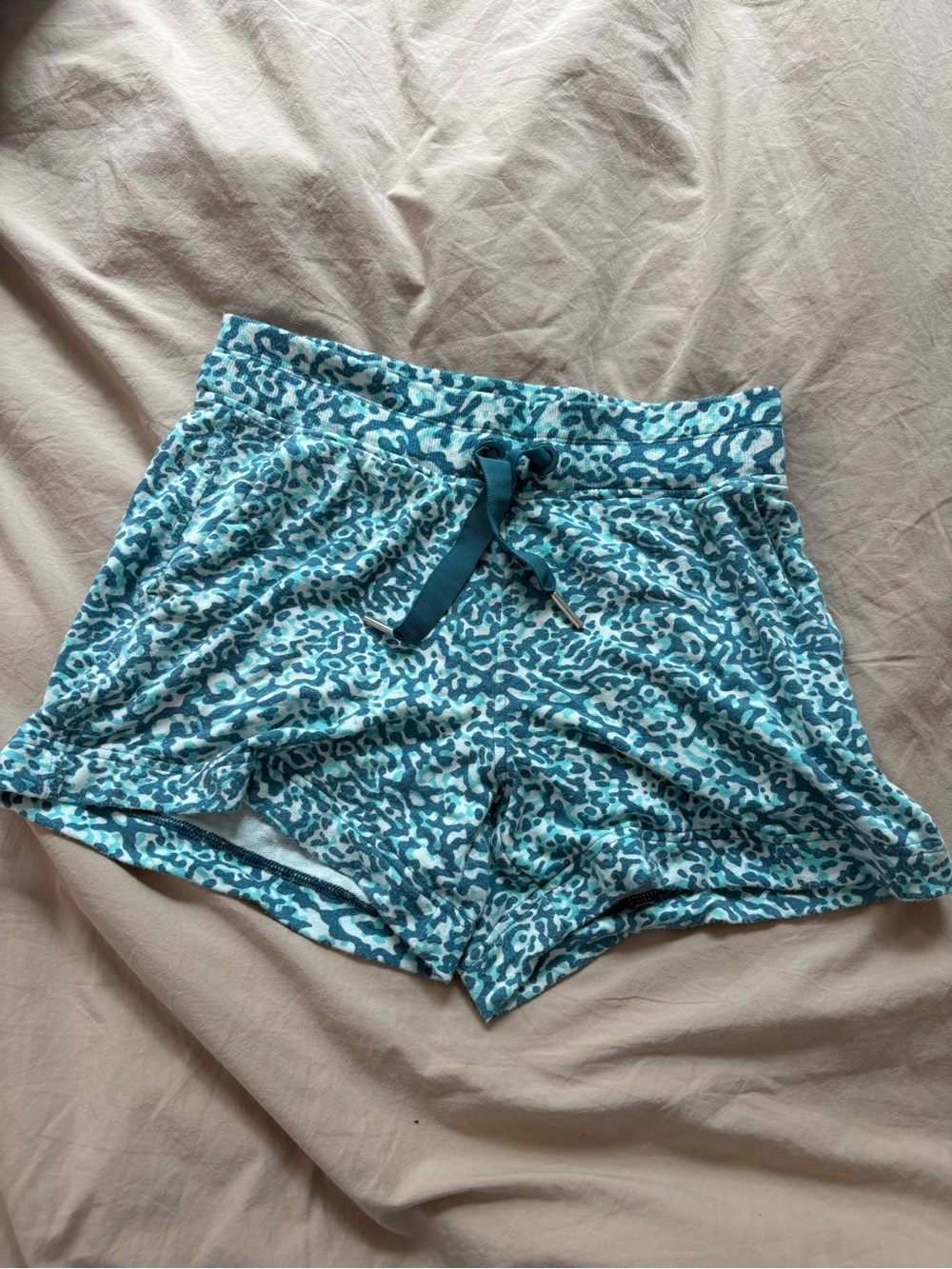 Athleta Teal Blue Animal Print Lounge Shorts